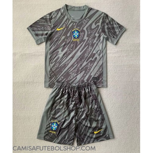 Camisa de time de futebol Brasil Goleiro Replicas 1º Equipamento Infantil Copa America 2024 Manga Curta (+ Calças curtas)